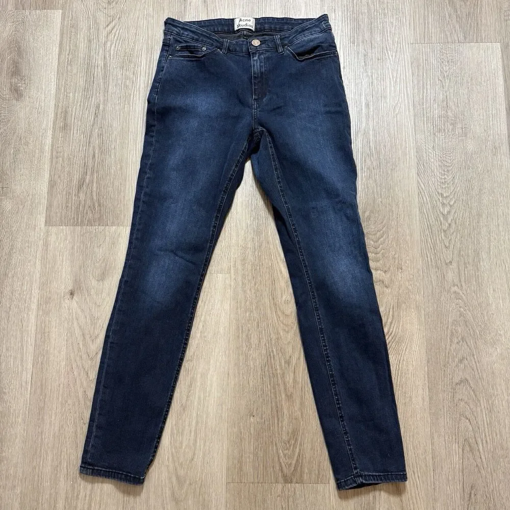 Acne Studios Womens Skin 5 Jeans Size 28 X 27 Skinny Dark Denim Pants‎ Mid Rise